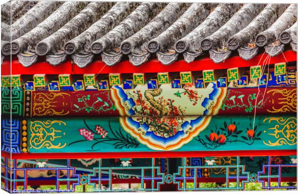 Red Pavilion Decorations Temple of Sun Beijing China Canvas Print by William Perry