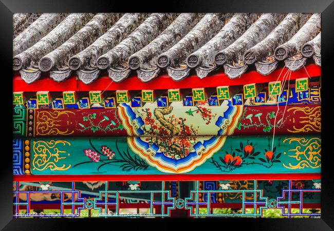 Red Pavilion Decorations Temple of Sun Beijing China Framed Print by William Perry