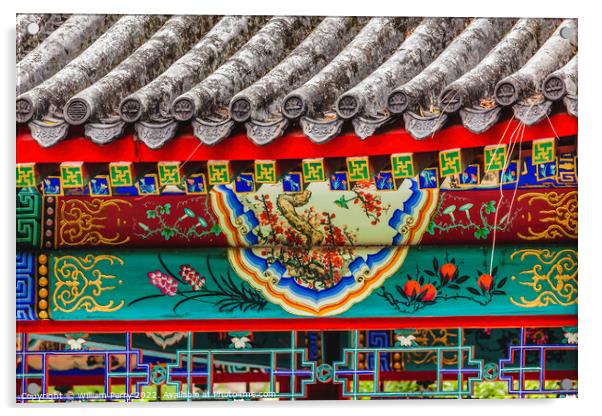 Red Pavilion Decorations Temple of Sun Beijing China Acrylic by William Perry