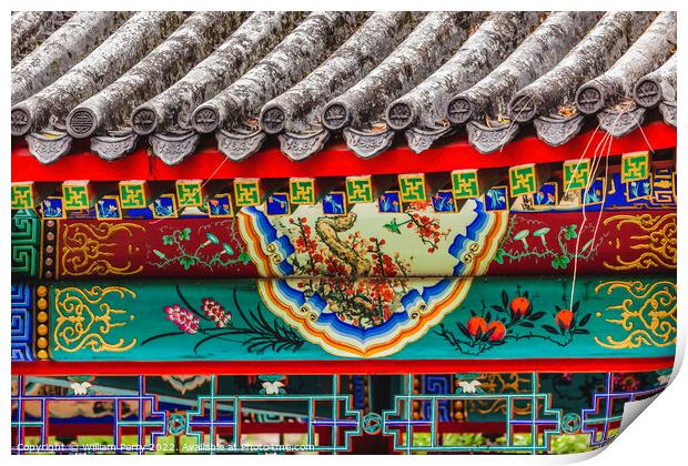 Red Pavilion Decorations Temple of Sun Beijing China Print by William Perry
