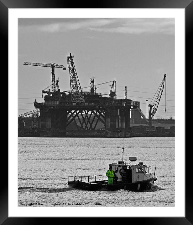 Boat & Cranes Framed Mounted Print by David Pringle