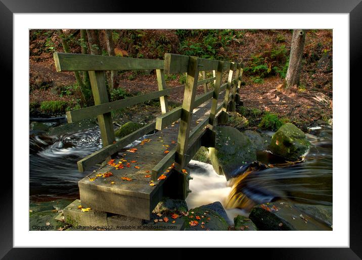 Padley Gorge Wooden Bridge Framed Mounted Print by Alison Chambers