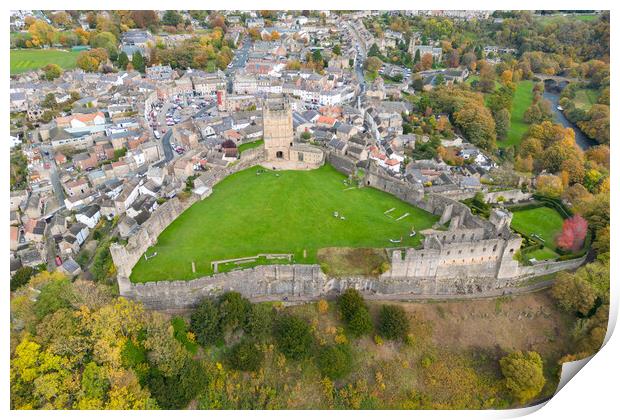 Richmond Castle From The Air Print by Apollo Aerial Photography
