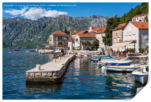 Waterfront at Perast on Bay of Kotor in Montenegro Print by Angus McComiskey