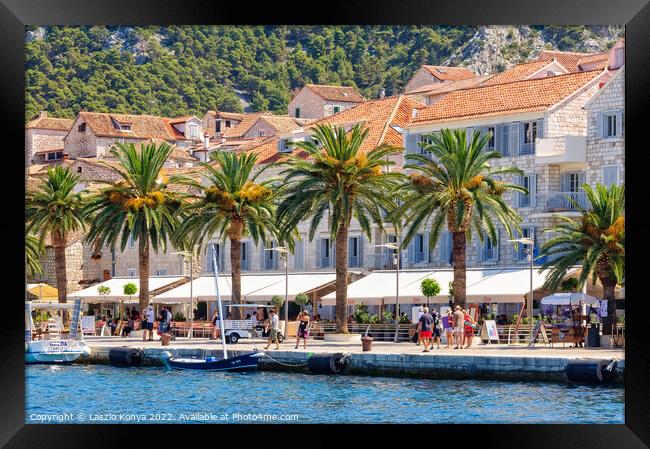 Riva harbour - Hvar Framed Print by Laszlo Konya