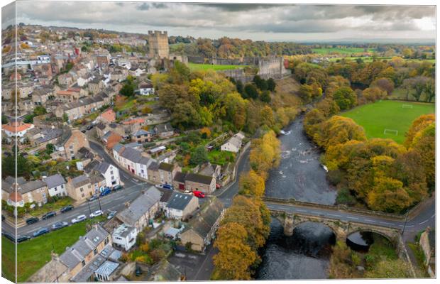 Richmond Castle and the River Swale Canvas Print by Apollo Aerial Photography