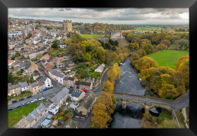 Richmond Castle and the River Swale Framed Print by Apollo Aerial Photography