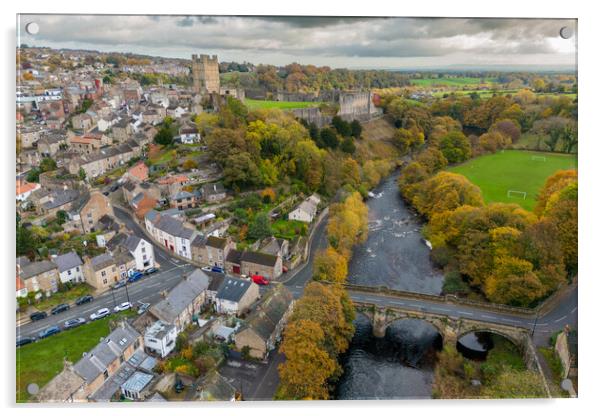 Richmond Castle and the River Swale Acrylic by Apollo Aerial Photography