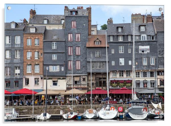 Boats in Honfleur harbour Acrylic by Brigitte Whiteing