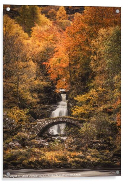 Allt da Ghob Waterfall, Glen Lyon Acrylic by Craig Doogan