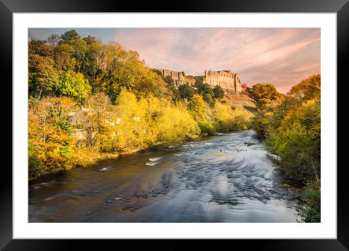 Richmond Castle and River Swale Framed Mounted Print by Apollo Aerial Photography