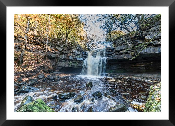 Autumn at Summerhill Force Waterfall, Teesdale Framed Mounted Print by Richard Laidler