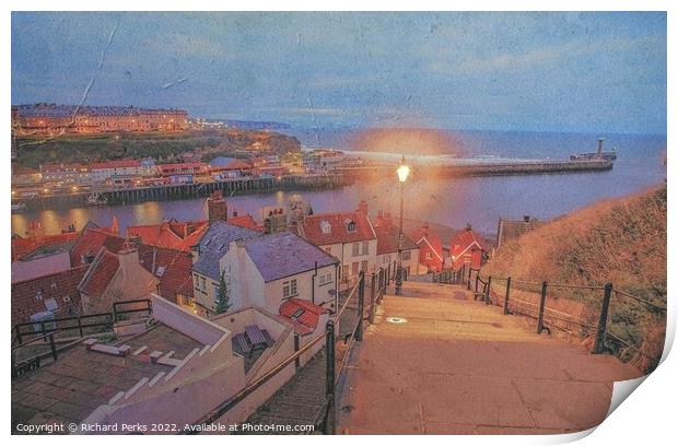 Whitby from the 199 steps Print by Richard Perks