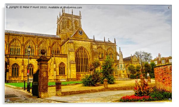Sherborne Abbey Dorset Acrylic by Peter F Hunt