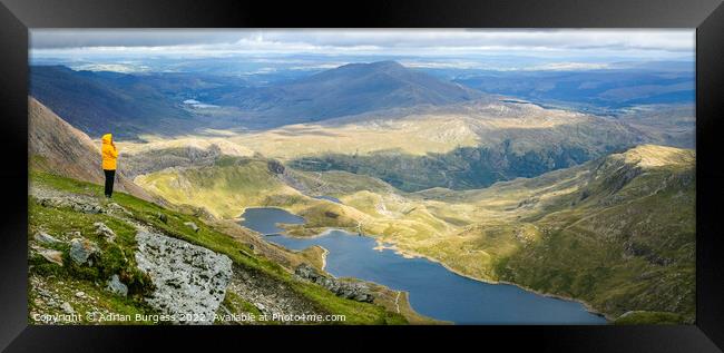 On Top of the World in Snowdon Framed Print by Adrian Burgess