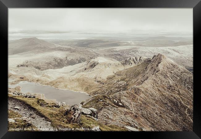 Between Crib Goch and a Hard Place Framed Print by Adrian Burgess
