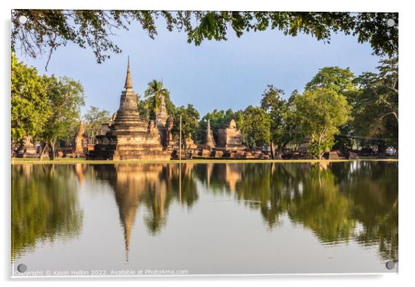 Reflections in the lake of Ayutthaya Historical Park Acrylic by Kevin Hellon