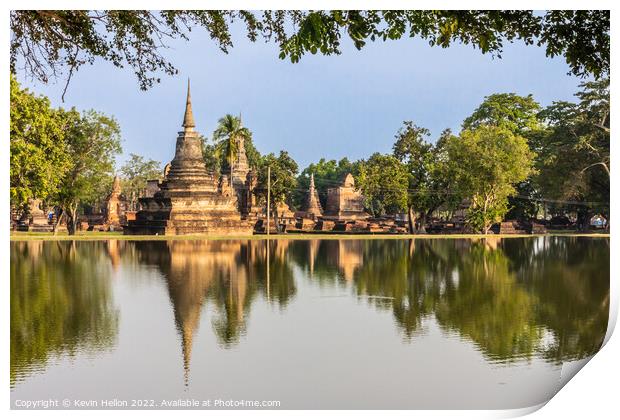 Reflections in the lake of Ayutthaya Historical Park Print by Kevin Hellon