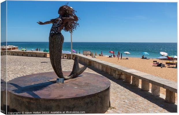 Mermaid statue, Albufeira Canvas Print by Kevin Hellon