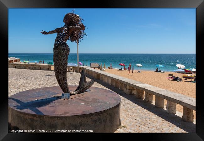 Mermaid statue, Albufeira Framed Print by Kevin Hellon