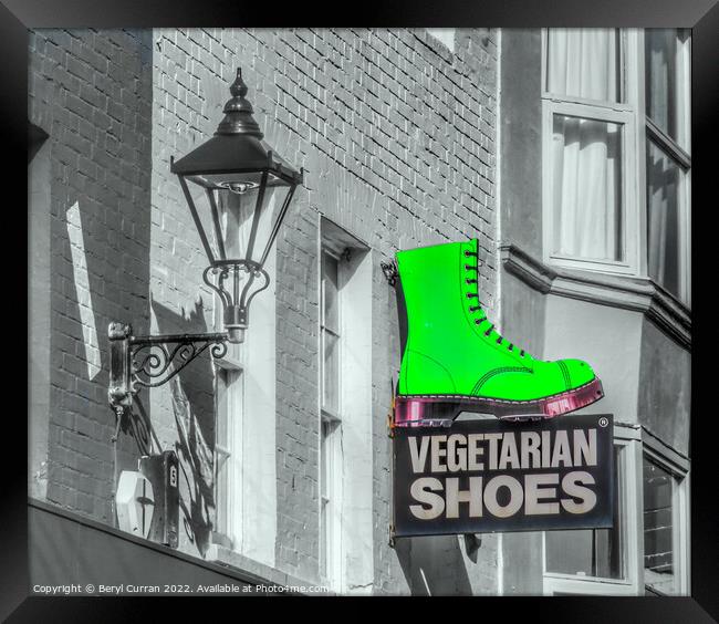 Green Boots in Bohemian Brighton Framed Print by Beryl Curran