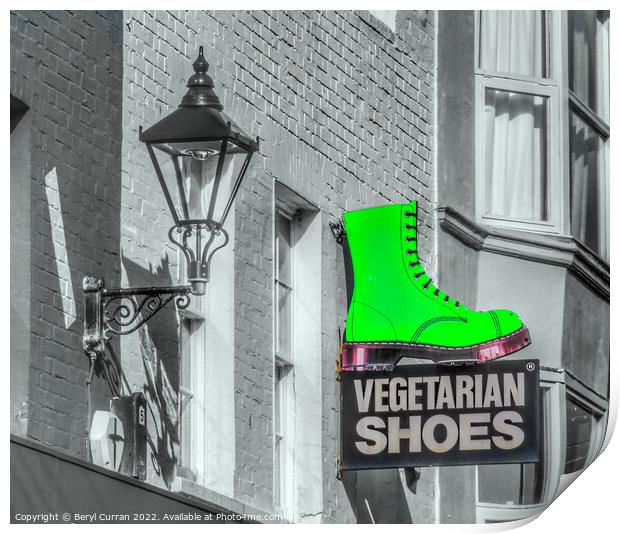 Green Boots in Bohemian Brighton Print by Beryl Curran