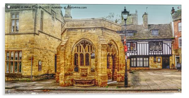The Conduit Sherborne Dorset Acrylic by Peter F Hunt