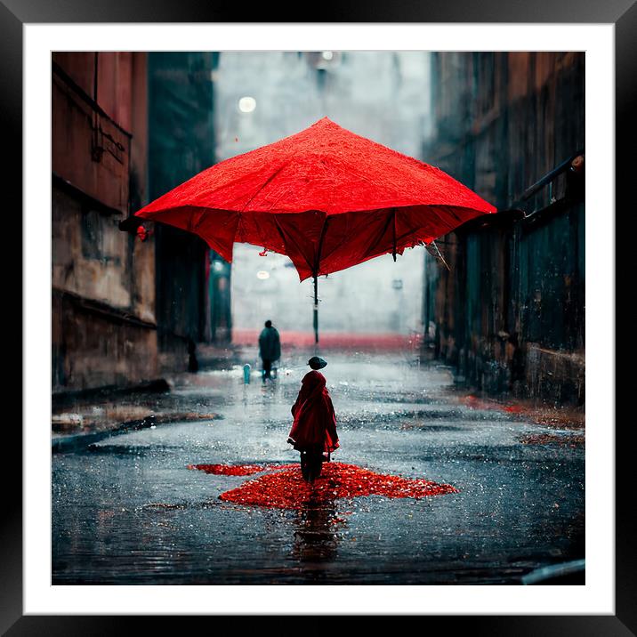 Red Umbrella Framed Mounted Print by Picture Wizard