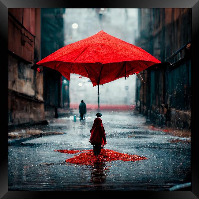 Red Umbrella Framed Print by Picture Wizard