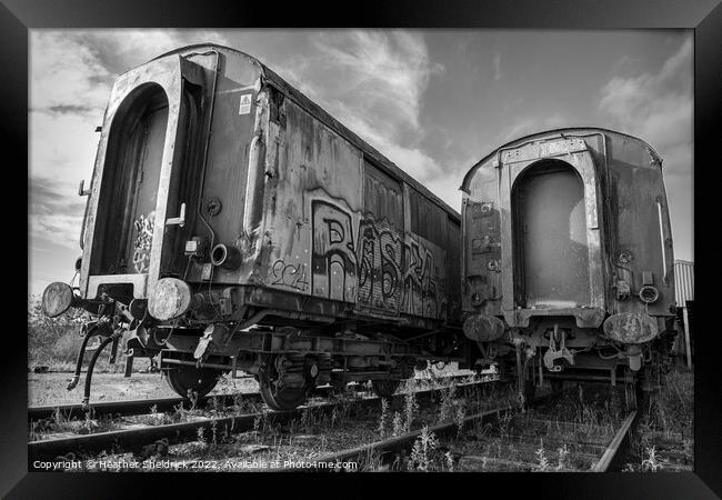 Rusty Railway Carriages with Graffiti Framed Print by Heather Sheldrick