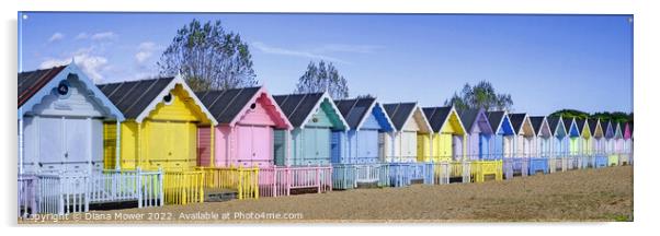 West Mersea Beach Huts Panoramic Acrylic by Diana Mower