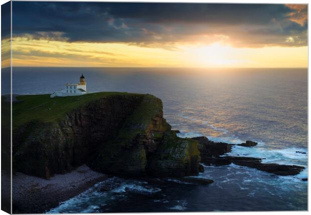 Sunset over Stoer Lighthouse Canvas Print by Anthony McGeever