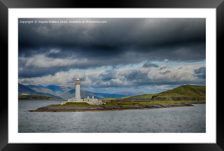 Lismore Lighthouse and mountain view Framed Mounted Print by Angela Wallace