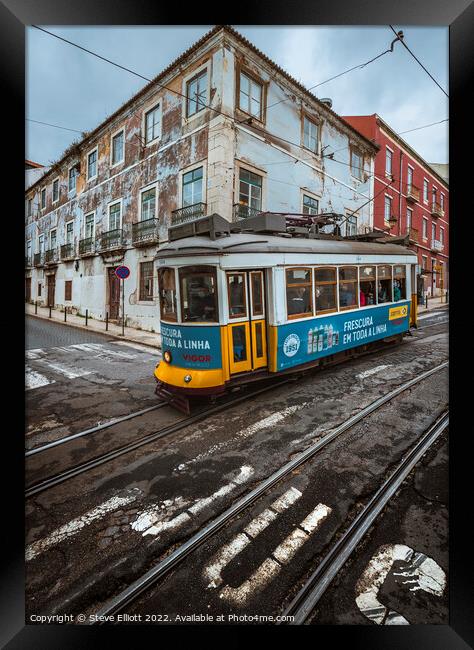 Tram 28E Alfama, Lisbon Portugal Framed Print by Steve Elliott