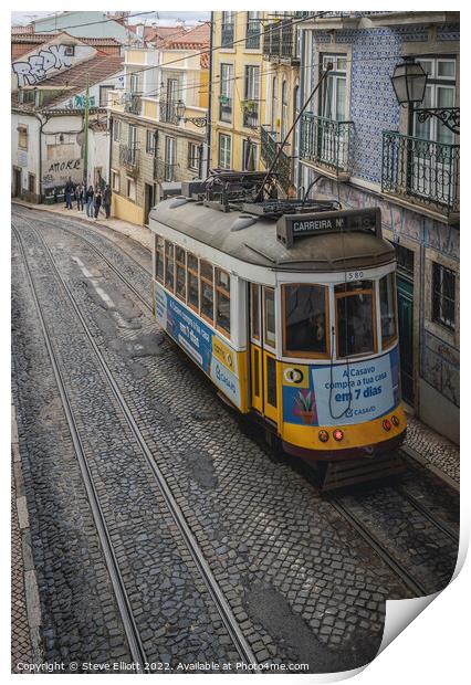Tram 28E Alfama, Lisbon Portugal Print by Steve Elliott