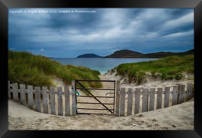 The Gate Vatersay Beach Framed Print by Angela Wallace