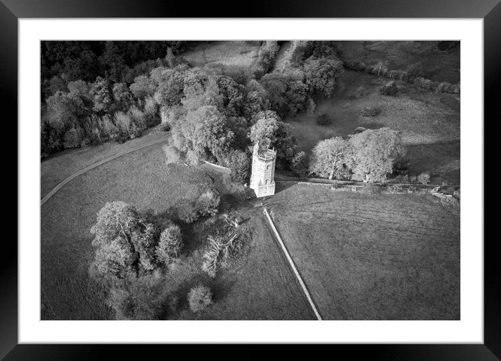 Richmond Folly Black and White Framed Mounted Print by Apollo Aerial Photography