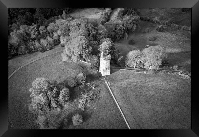 Richmond Folly Black and White Framed Print by Apollo Aerial Photography