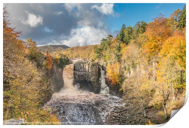 Autumn Splendour at High Force Waterfall, Teesdale Print by Richard Laidler