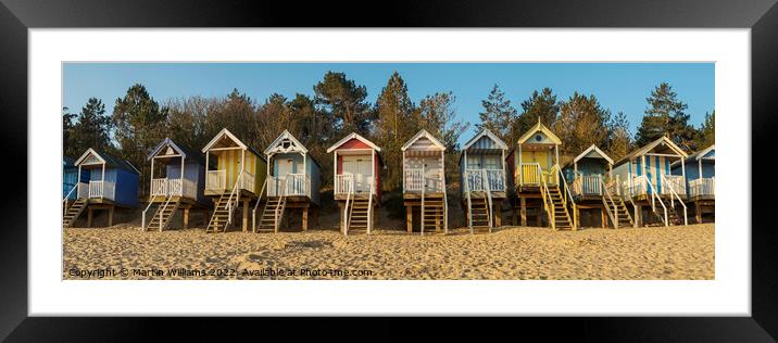 Panoramic of the Beach huts at Wells Next the Sea, Norfolk Framed Mounted Print by Martin Williams
