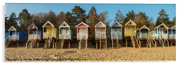 Panoramic of the Beach huts at Wells Next the Sea, Norfolk Acrylic by Martin Williams
