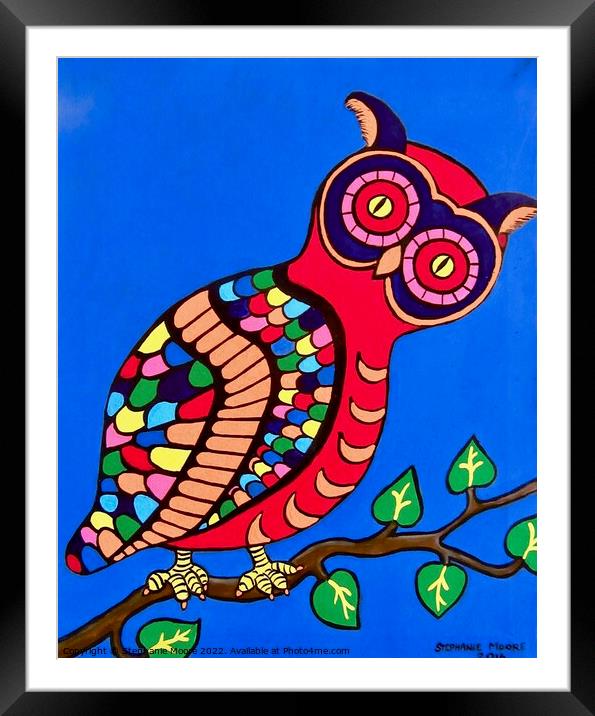 Colourful Spectacled Owl Framed Mounted Print by Stephanie Moore