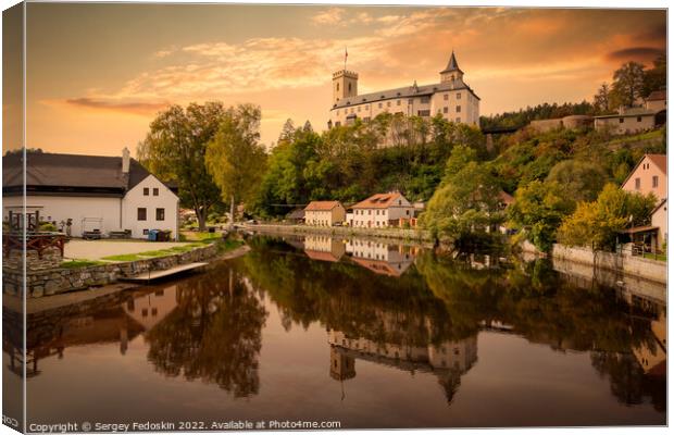 Small ancient town and medieval castle Rozmberk nad Vltavou, Czech Republic. Canvas Print by Sergey Fedoskin