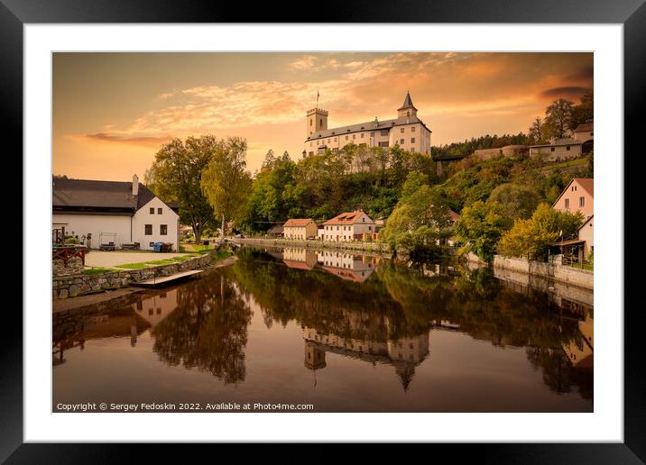 Small ancient town and medieval castle Rozmberk nad Vltavou, Czech Republic. Framed Mounted Print by Sergey Fedoskin
