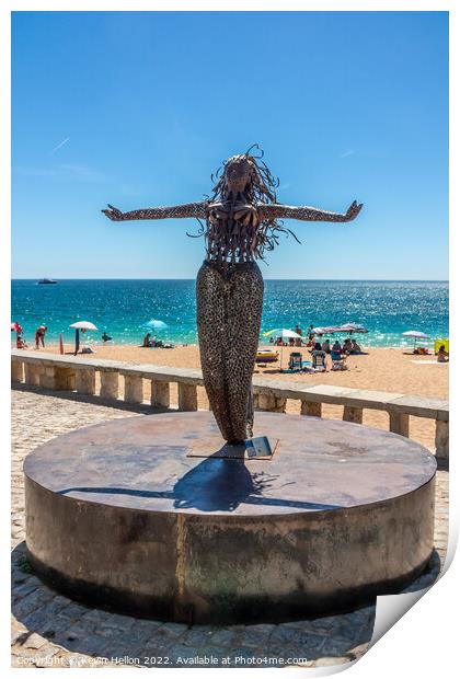 Mermaid statue, Albufeira Print by Kevin Hellon