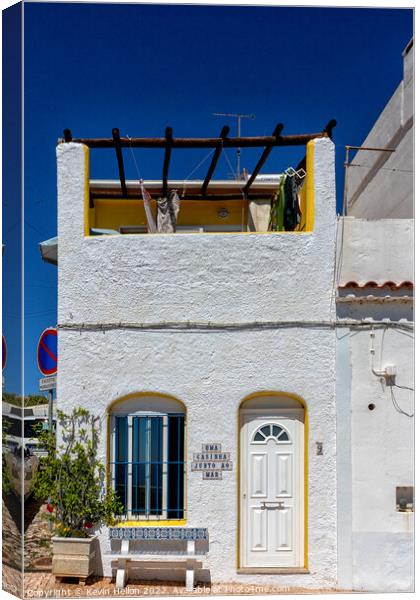 Pretty seafront cottage, Albufeira old town,  Canvas Print by Kevin Hellon