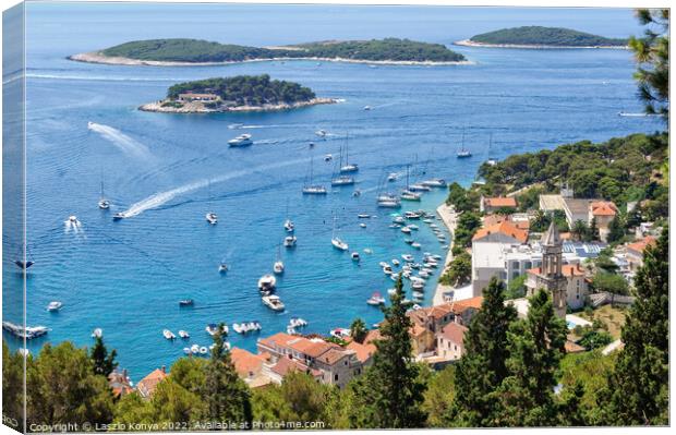View from the Fortress - Hvar Canvas Print by Laszlo Konya