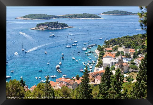 View from the Fortress - Hvar Framed Print by Laszlo Konya