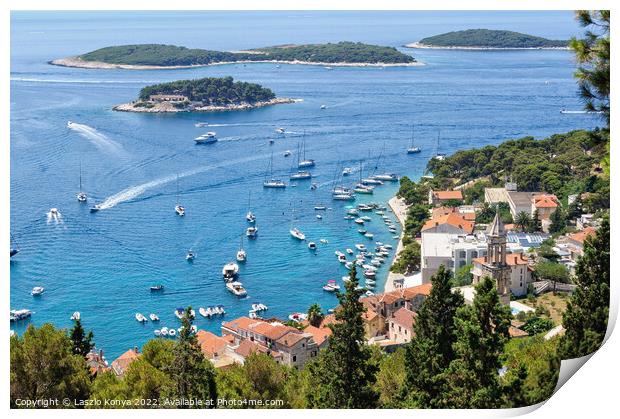 View from the Fortress - Hvar Print by Laszlo Konya
