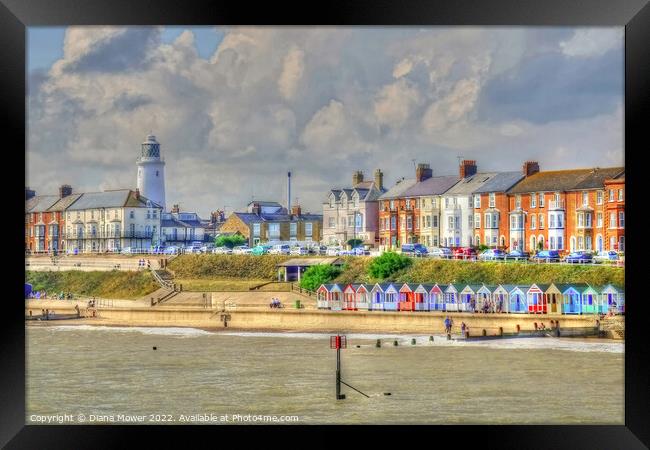 Southwold Promenade and beach paint effect Framed Print by Diana Mower